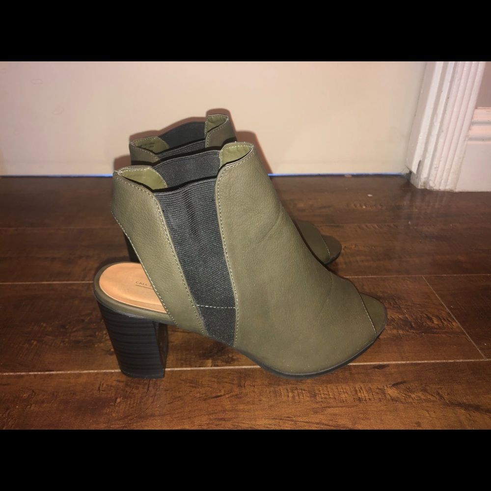 Wedge sock feel leather wedge heels